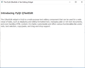 The PyQt QTextEdit: A Text Editing Widget