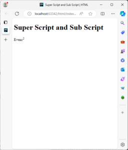 HTML Super Script and Sub Script