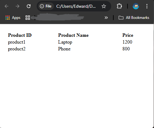 JavaScript: Displaying in a Table