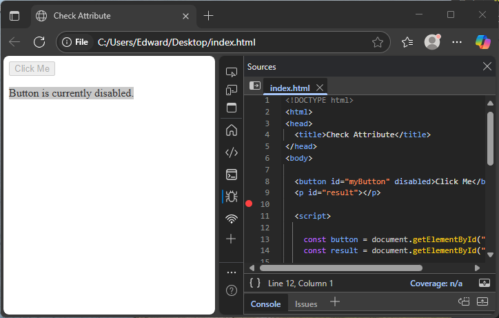 javascript element attributes