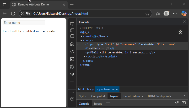 javascript element attributes