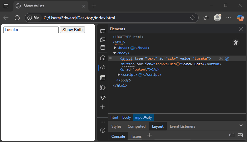 javascript element attributes